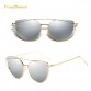  2018 Cat Eye vintage Brand designer rose gold mirror Sunglasses For Women Metal Reflective flat lens Sun Glasses Female oculos